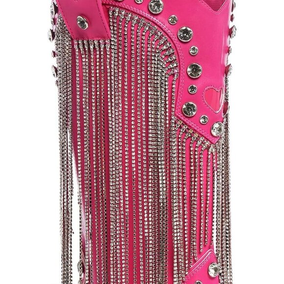 Perfect Cowboy Boots by Sugar Thrillz Dark Pink Vegan Leather With Rhinestone - Picture 5 of 6